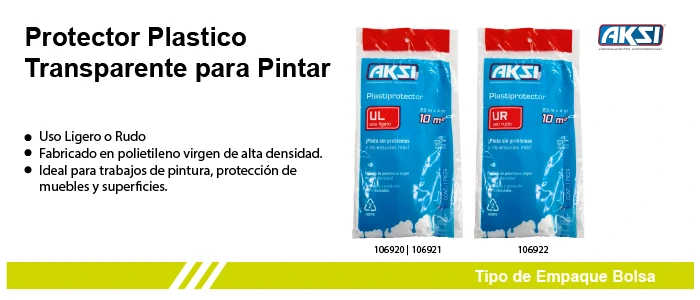 Protector plástico Aksi Para pintar 10m2 uso ligero